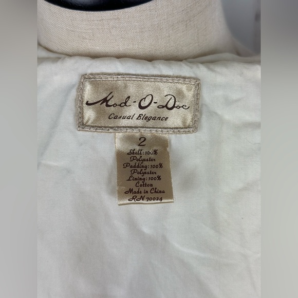 Mod-o-doc Warm Vest Hooded Women's Size 2 Beige With Zipper - Picture 6 of 7